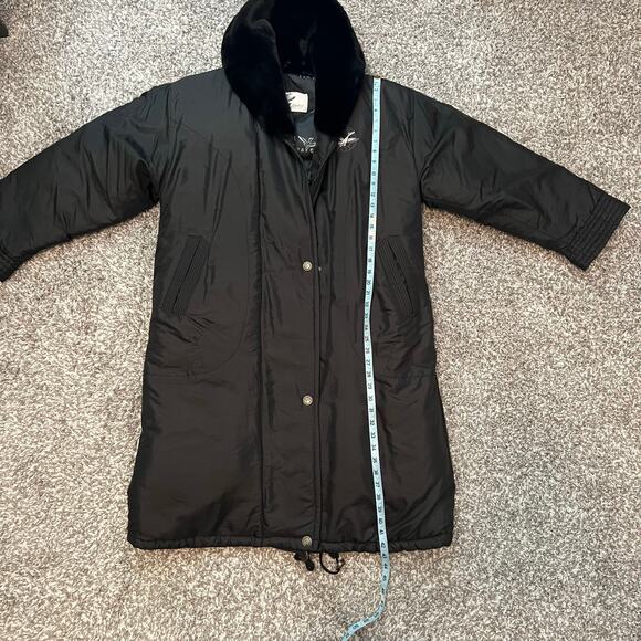 Triple Fat Goose Duck Black Down Puffer Stadium Coat Faux Fur Collar Size Small - Picture 11 of 13